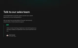Laravel Nightwatch homepage website preview