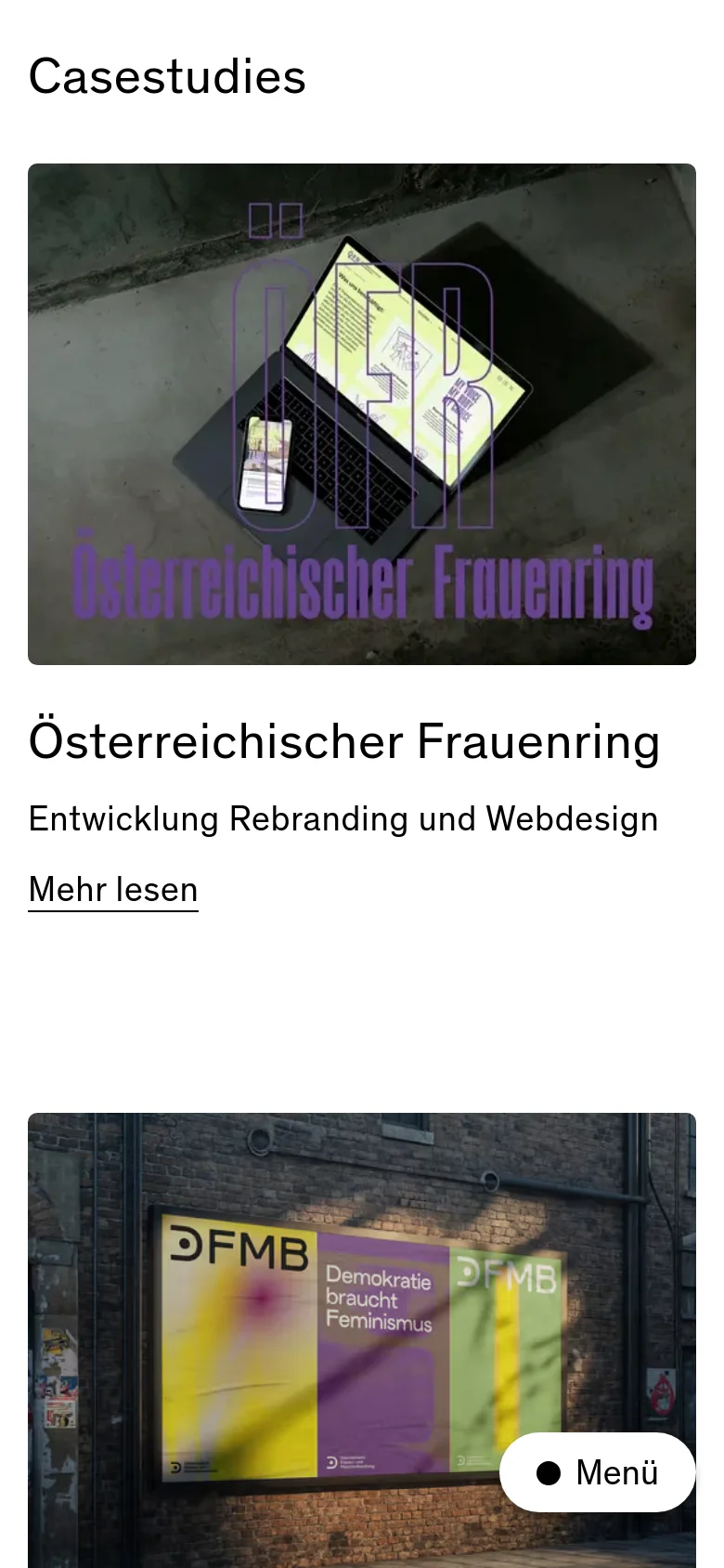 FORA Work page on mobile with a vertically stacked layout. The newsfeed entries and text content reflow into a single column, prioritizing readability of the dated news snippets and thumbnail images within a narrow viewport.