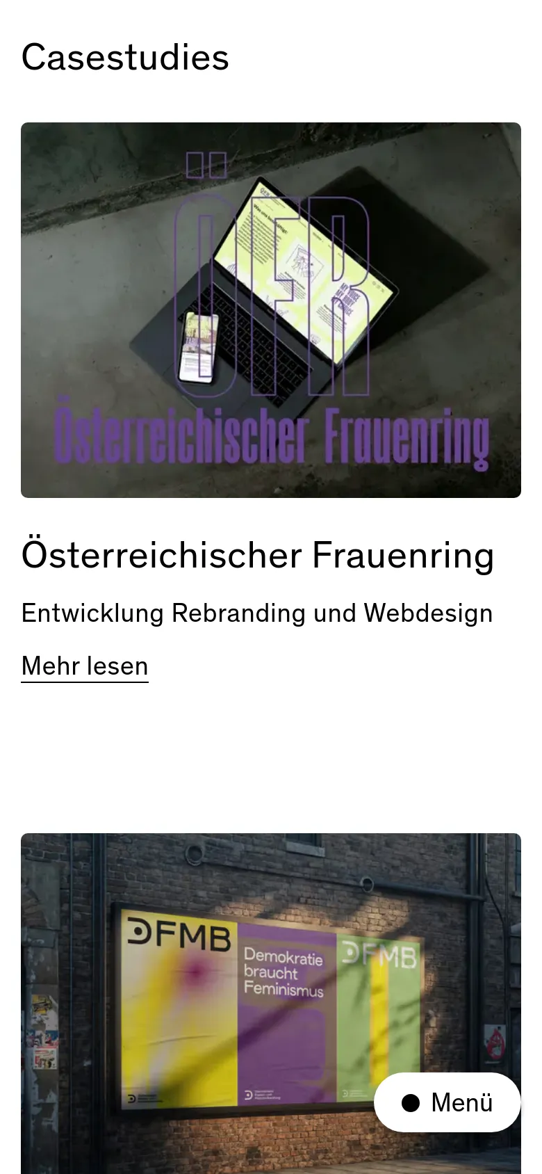 FORA Work page on mobile with a vertically stacked layout. The newsfeed entries and text content reflow into a single column, prioritizing readability of the dated news snippets and thumbnail images within a narrow viewport.