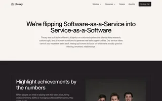 throxy homepage website preview