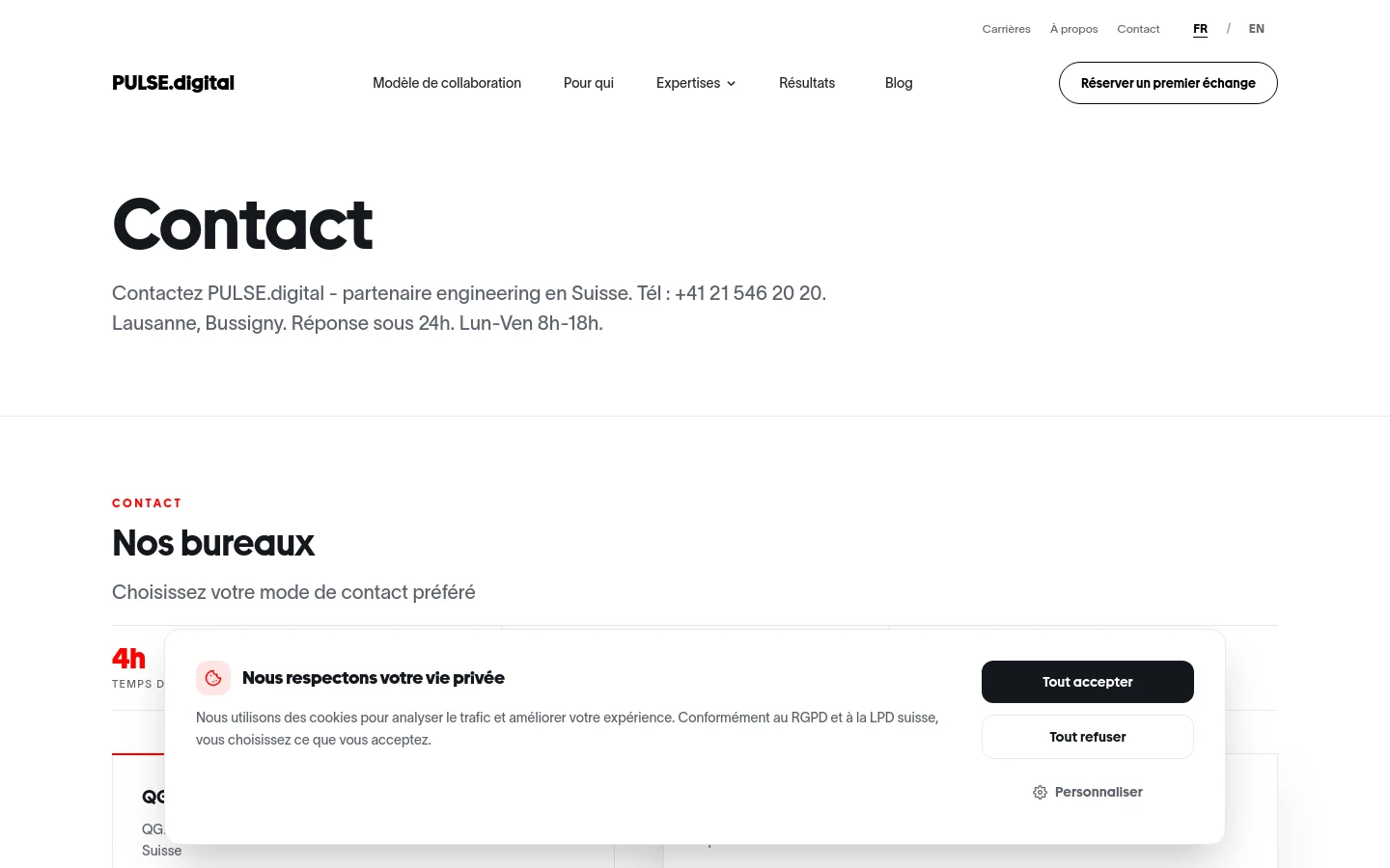 PULSE.digital Contact desktop website screenshot