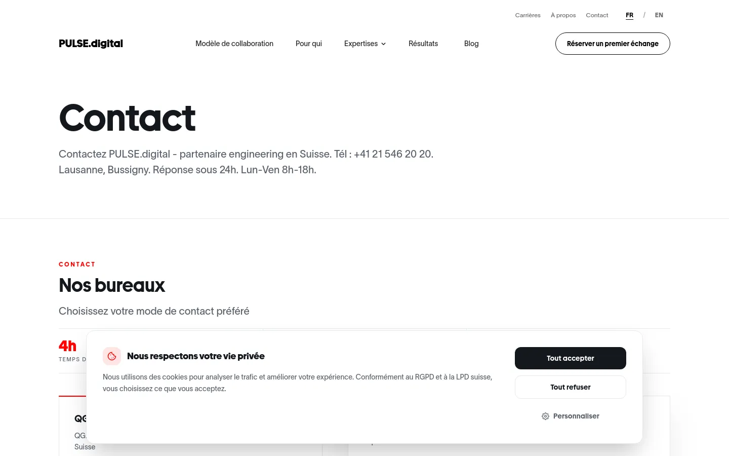 PULSE.digital Contact desktop website screenshot