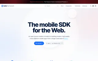 Ionic homepage website preview