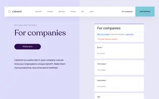 Calmind homepage website preview