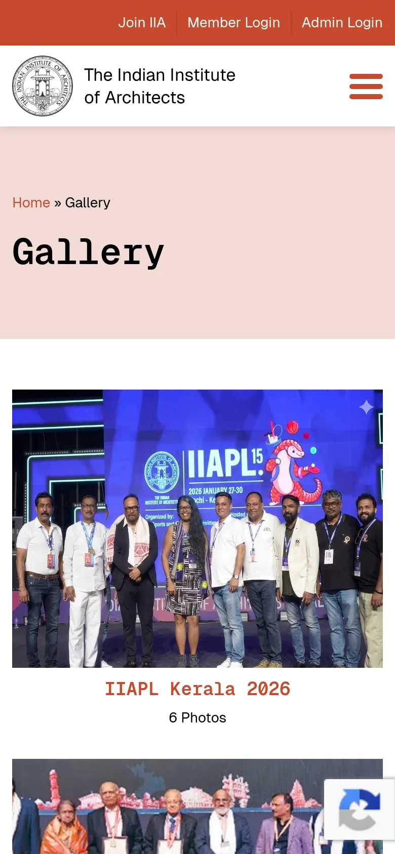 The Indian Institute of Architects Portfolio mobile website screenshot