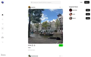Zora homepage website preview
