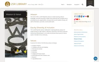 ZSR Library homepage website preview