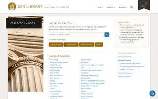 ZSR Library homepage website preview