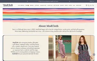 ModCloth homepage website preview