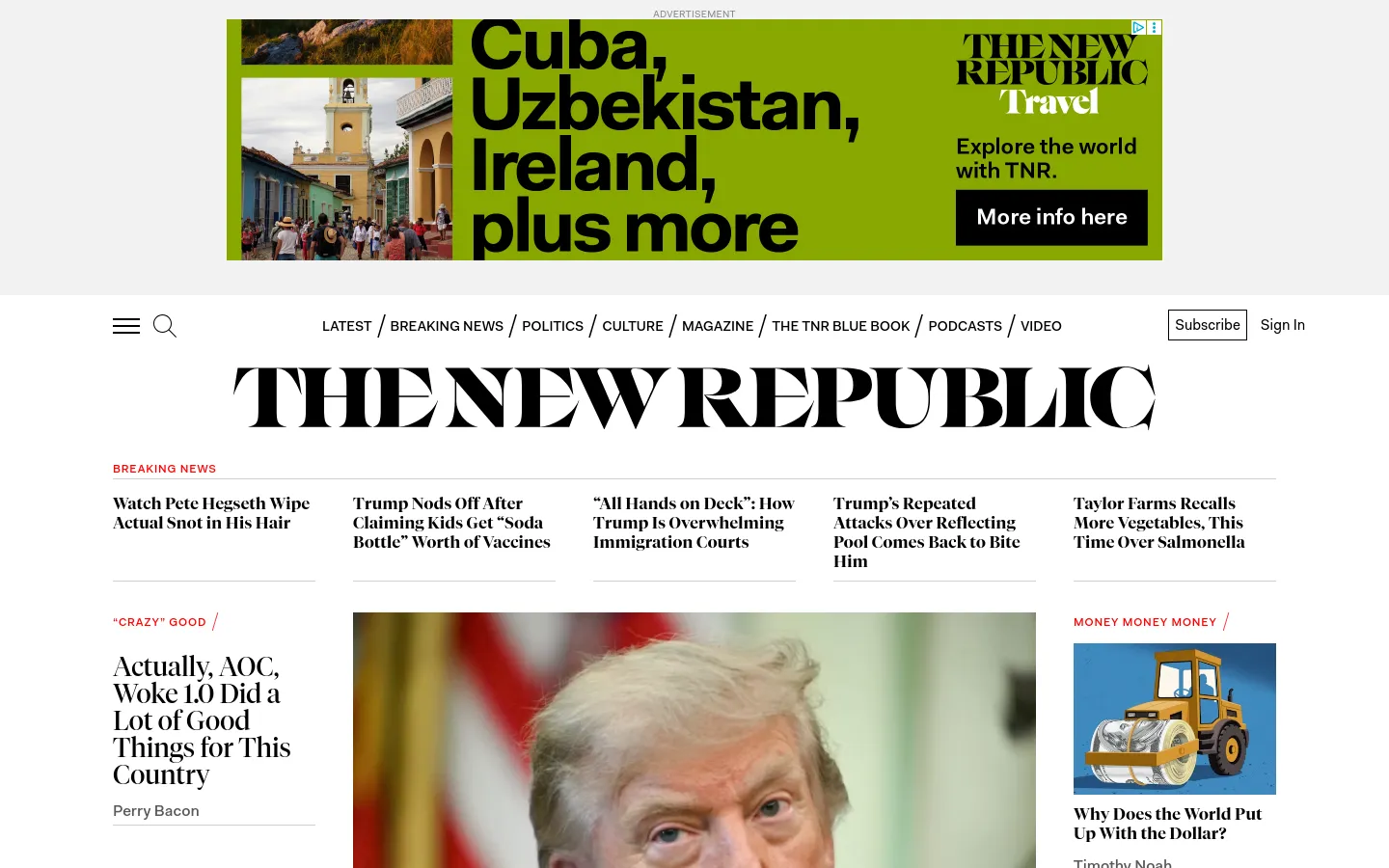 The New Republic Home / Landing desktop website screenshot