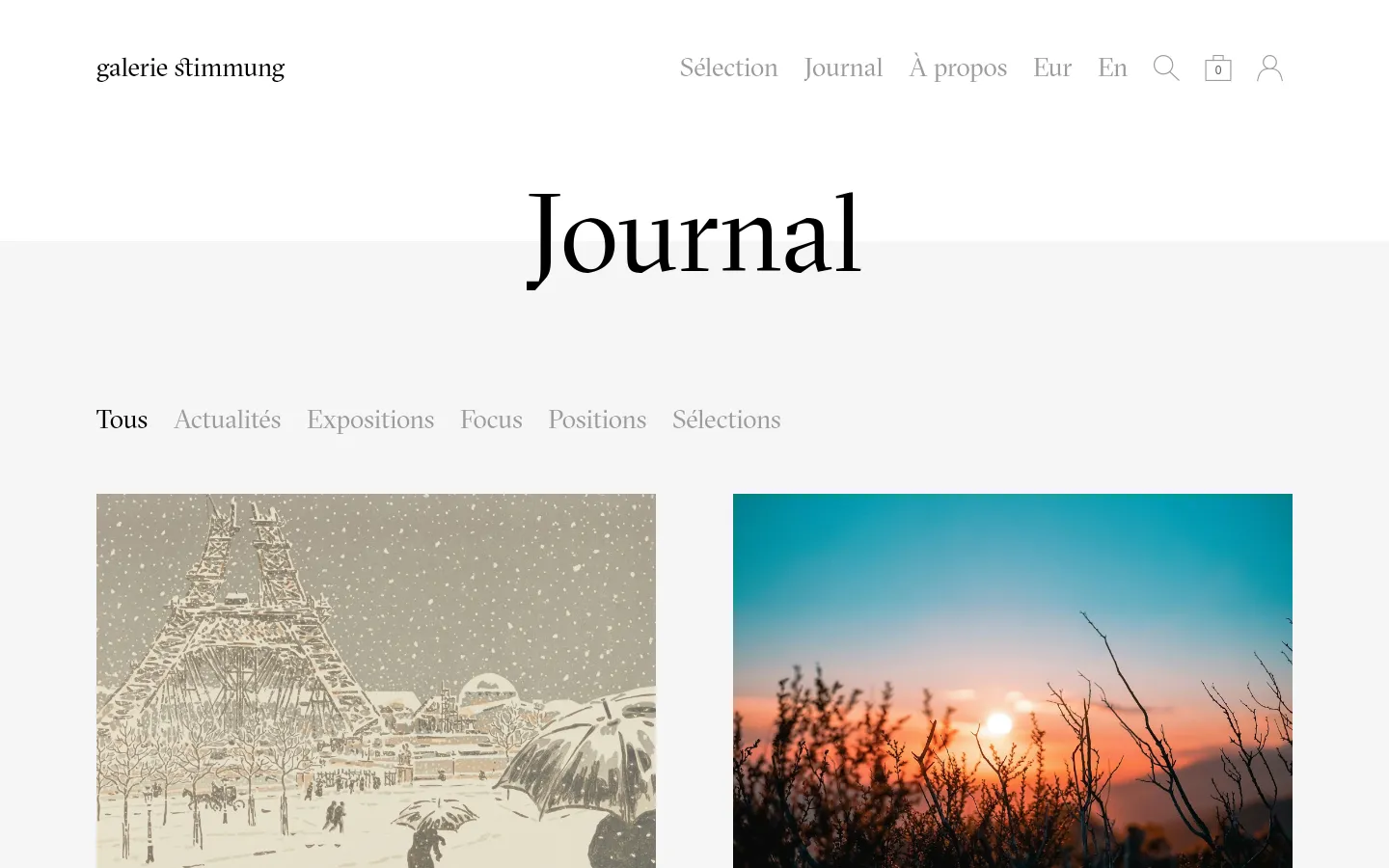 Galerie Stimmung Blog / Article desktop website screenshot