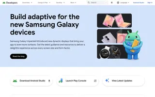 Android Developers homepage website preview