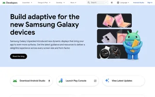 Android Developers homepage website preview