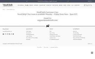 ModCloth homepage website preview