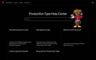 Production Type homepage website preview