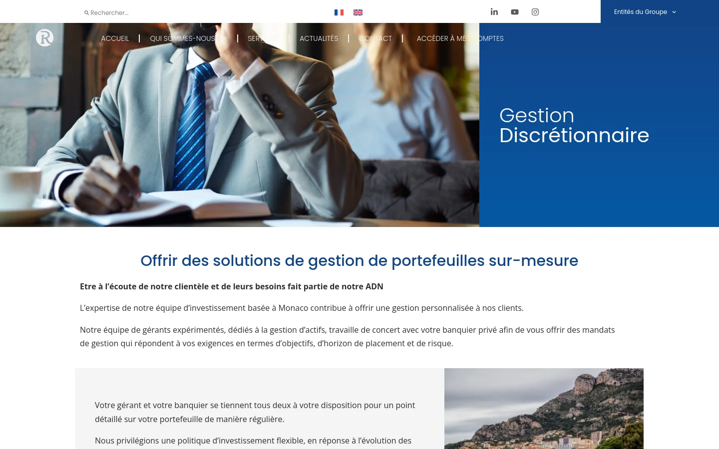 Banque Richelieu Monaco Services desktop website screenshot
