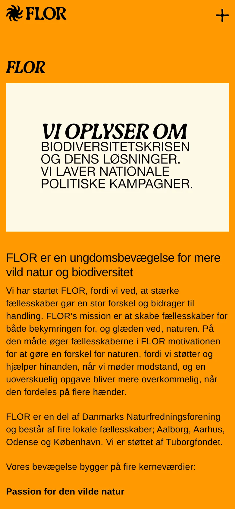 FLOR About Us mobile website screenshot