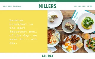 Millers All Day homepage website preview