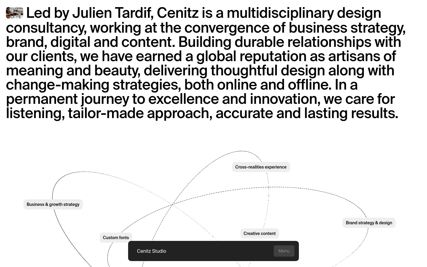 Cenitz Studio Services desktop website screenshot