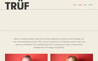 TRÜF homepage website preview