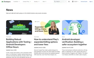 Android Developers homepage website preview