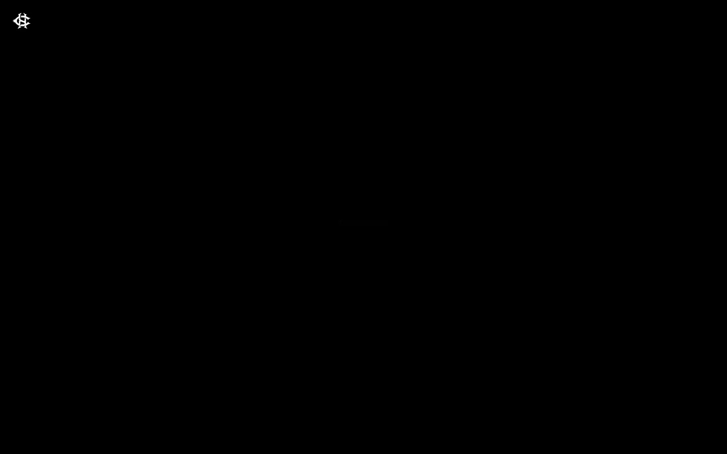 The desktop page features a dark, sophisticated theme with a large hero image of a city skyline at night reflected in water, overlaid with a prominent metallic CH logo. A navigation bar at the top includes the company logo, a hamburger menu, and links for 'Who We Are', 'Accolades', and 'Playlists'. Below the hero section, white text on a black background describes the company's philosophy of creating community-focused gathering spaces.
