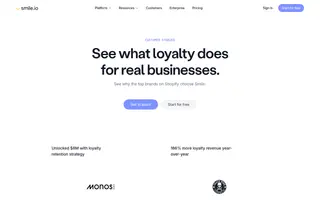 Smile.io homepage website preview