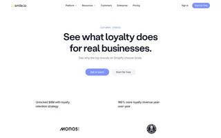 Smile.io homepage website preview