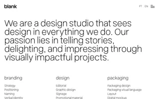 Blank Design Studio homepage website preview