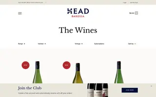 Head Wines homepage website preview