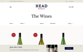 Head Wines homepage website preview
