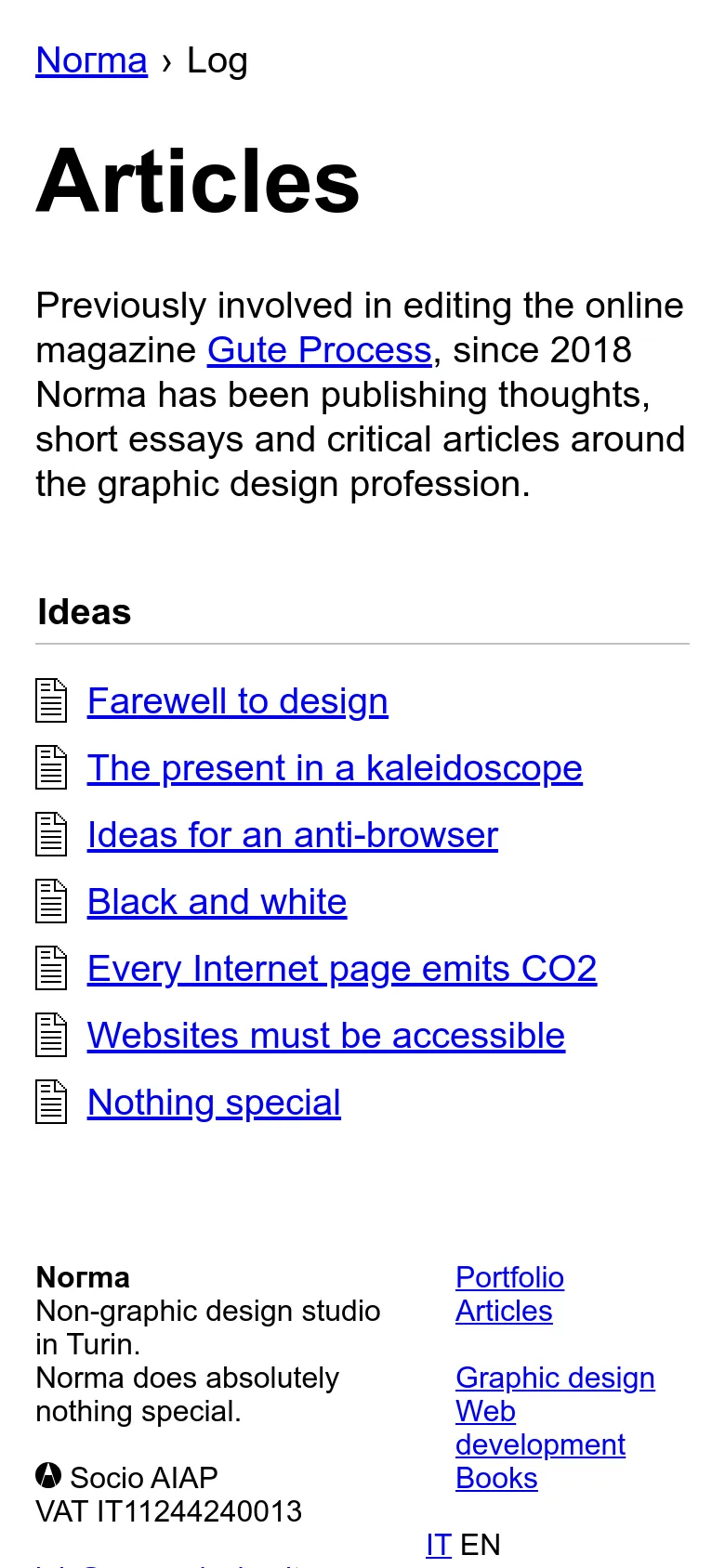 Norma Blog / Article mobile website screenshot