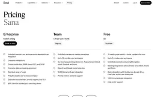 Sana homepage website preview